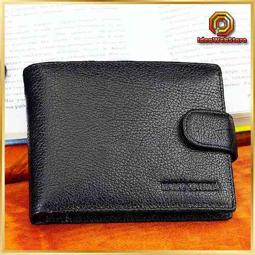 Мужское портмоне из натуральной кожи, черный мужской кошелек Marco Coverna Кожаный кошелек мужской портмоне Киев
