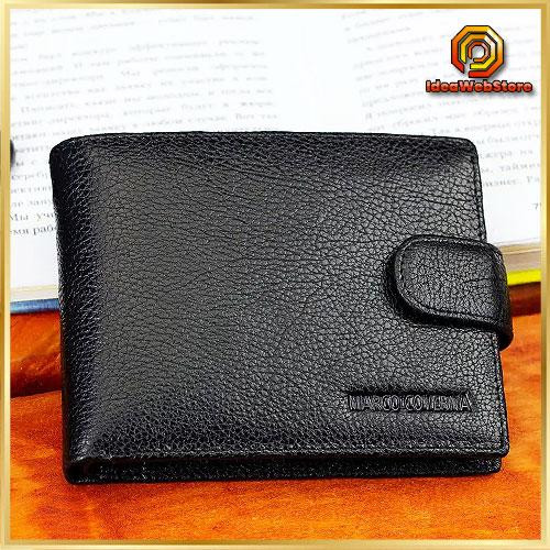 Чоловіче портмоне з натуральної шкіри, чорний чоловічий гаманець Marco Coverna Шкіряний гаманець чоловіче портмоне зі шкіри Київ - фото 1