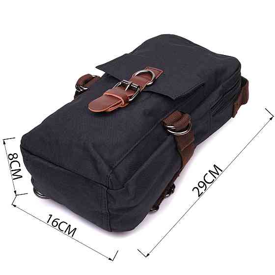 Необычная плечевая сумка для мужчин из плотного текстиля Vintage 22187 Черный Киев