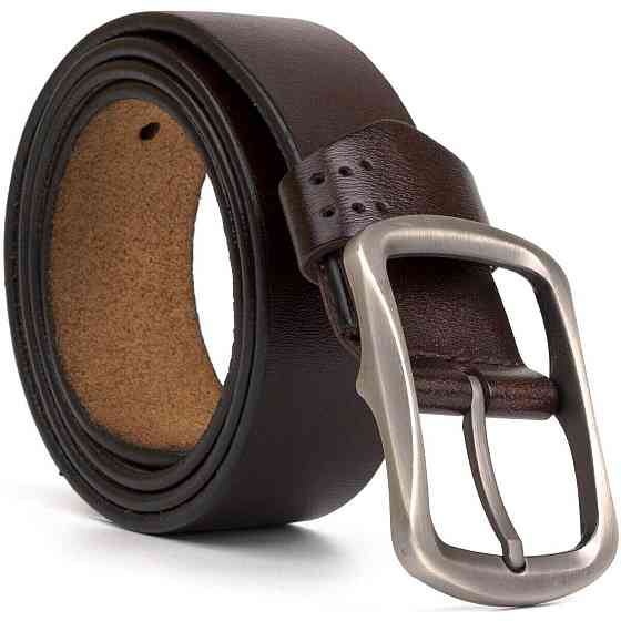 Чоловічий шкіряний ремінь із закругленою класичною пряжкою Vintage 20230 Коричневий Київ