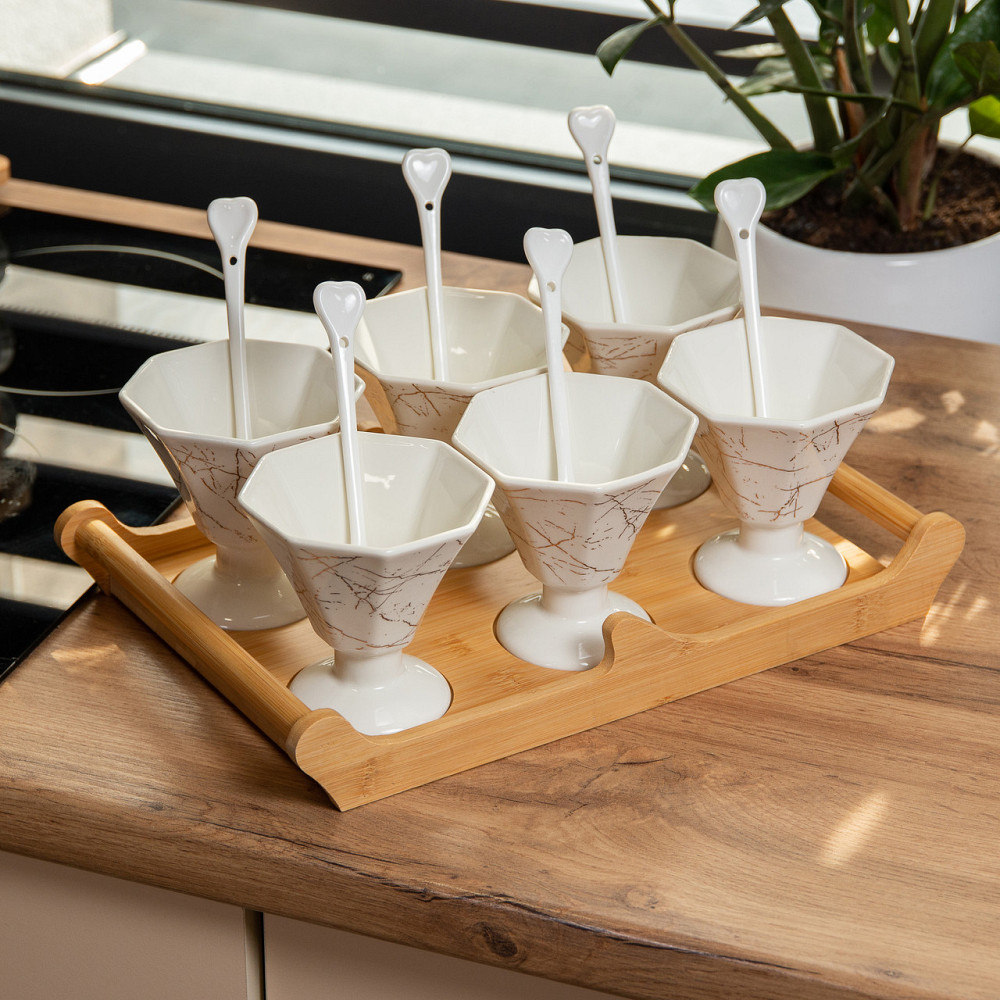 Yiwu Набір із 6 креманок 200 мл, порцеляна білий HP-1220 Коломыя - изображение 7