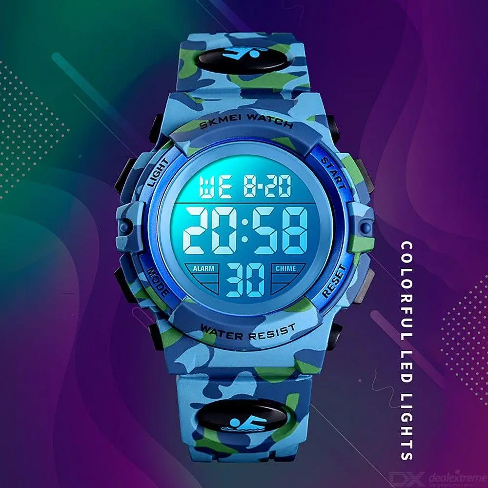 Дитячий спортивний наручний годинник Skmei Kids 1548 (Світло-синій камуфляж) Вінниця - фото 5