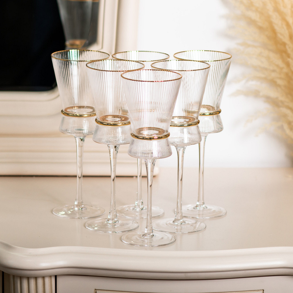 Yiwu Набір з 6 келихів з високими тонкими ніжками, 300 мл, для вина HP-16-7 Коломия - фото 3