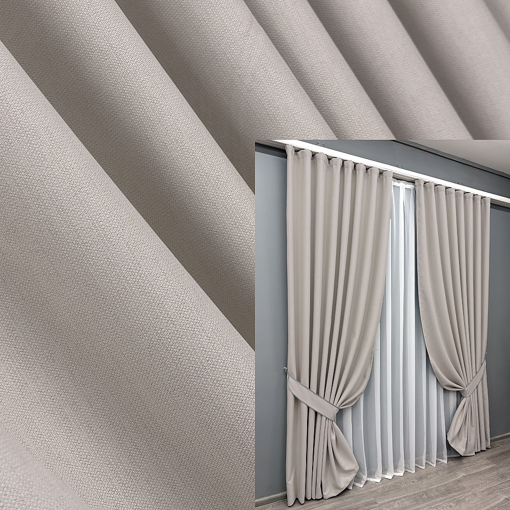 Комплект штор VR-Textil Блекаут двосторонній Scandi № 1901ш Світло-бежевий 100х270 см 2 шт (31-265) Київ - фото 1