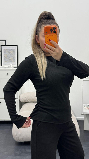 Женский базовый костюм двойка: лонгслив и штаны трикотажный рубчик Одесса - изображение 6