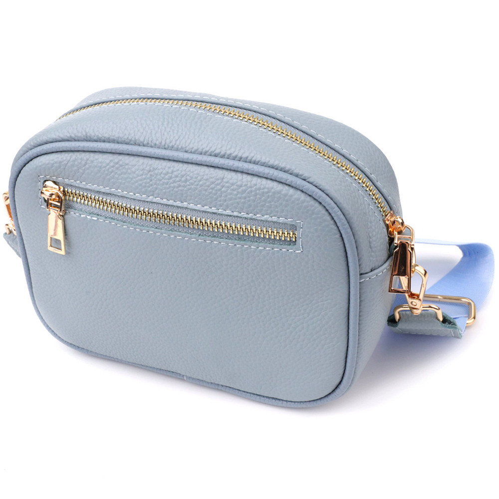 Незвичайна сумка жіноча на кожен день з натуральної шкіри Vintage 22902 Сіро-блакитний Київ - фото 2