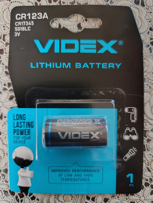 Батарейка Videx CR123A 3V літієва фотоелементна батарея для ліхтарів, сигналізацій та електронних пристроїв Харків - фото 2