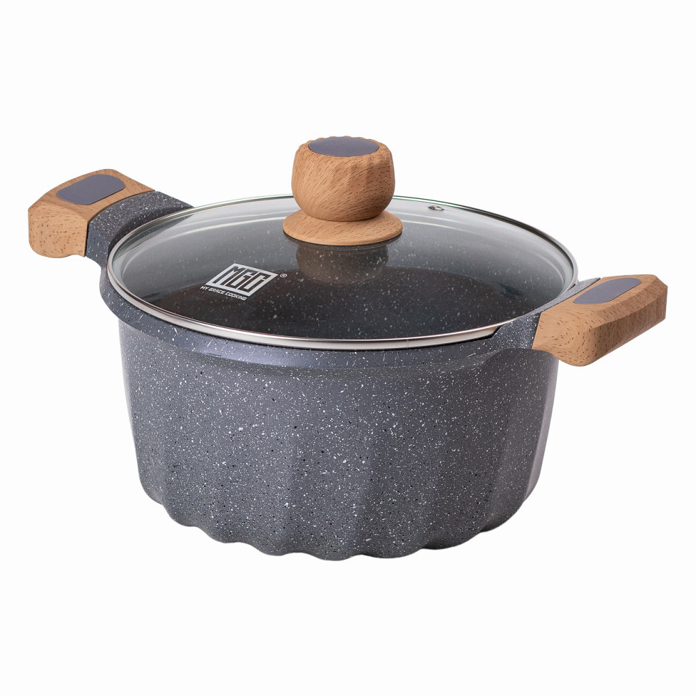 MGC Алюмінієва каструля об'ємом 5 літрів з кришкою Ø 24 см з мармуровим антипригарним покриттям Коломыя - изображение 3