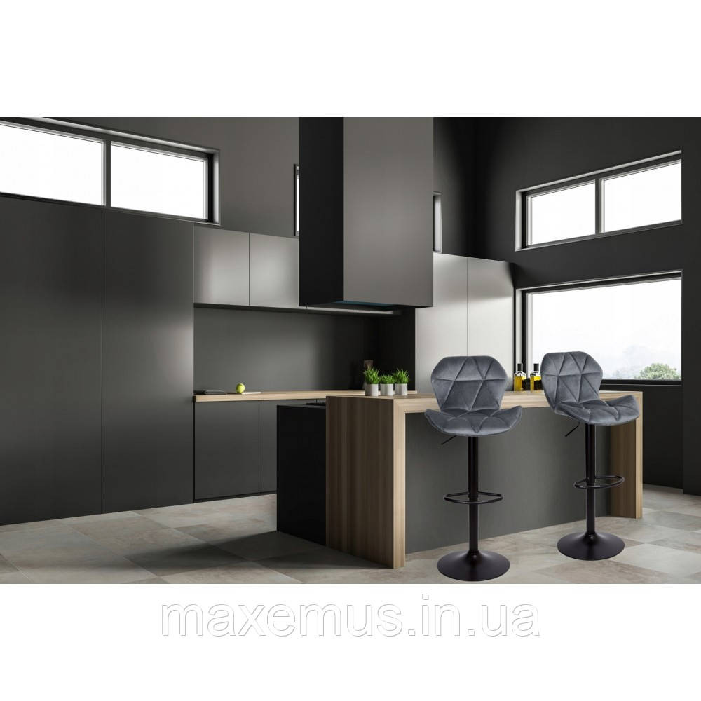 Барный стул с спинкой для барной стойки Bonro B-087 с черным основанием кресло на кухню высокое велю Львов - изображение 2