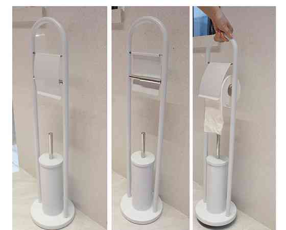 Ерш туалетный напольный с бумагодержателем Zerix KIT ME04 White цвет белый из нержавеющей стали (ZX4643) Черновцы
