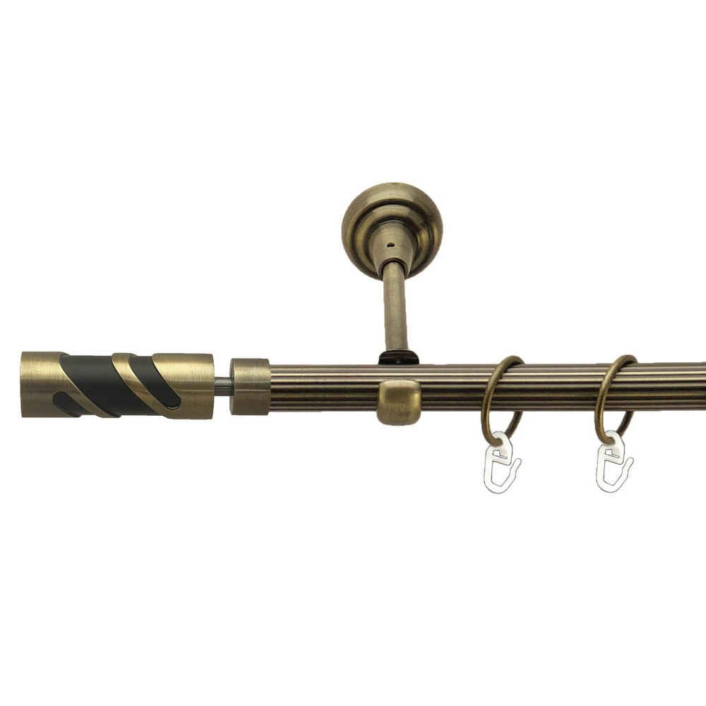 Карниз Orvit Сієна металевий однорядний відкритий рифлена труба кільце металеве Антик 19 мм 300 см (00-00026986) Львів - фото 1