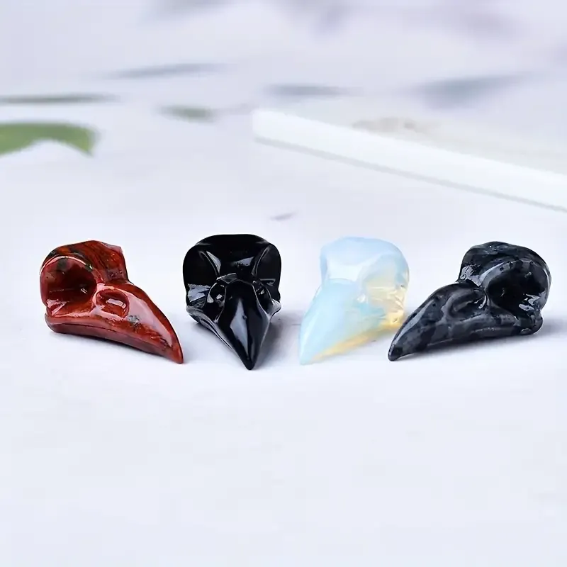 Череп ворона з лабрадориту — кристал для декору, оберіг, езотеричний сувенір Київ - фото 3