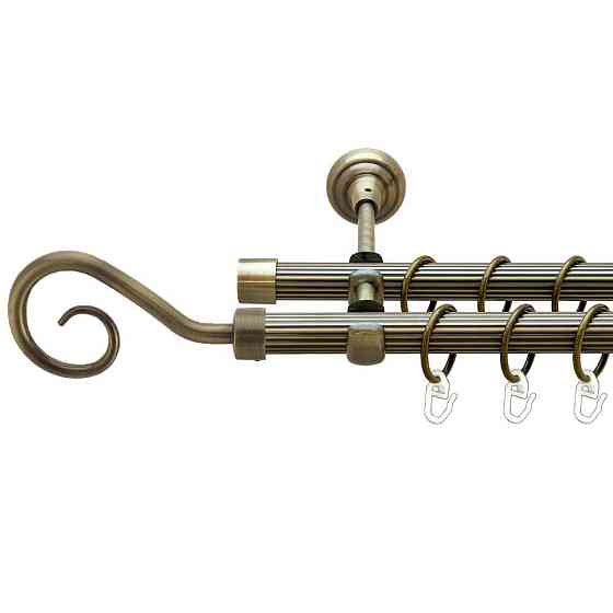 Карниз Orvit Гак металевий дворядний відкритий рифлена труба кільце металеве Антик 19\19 мм 200 см Львов