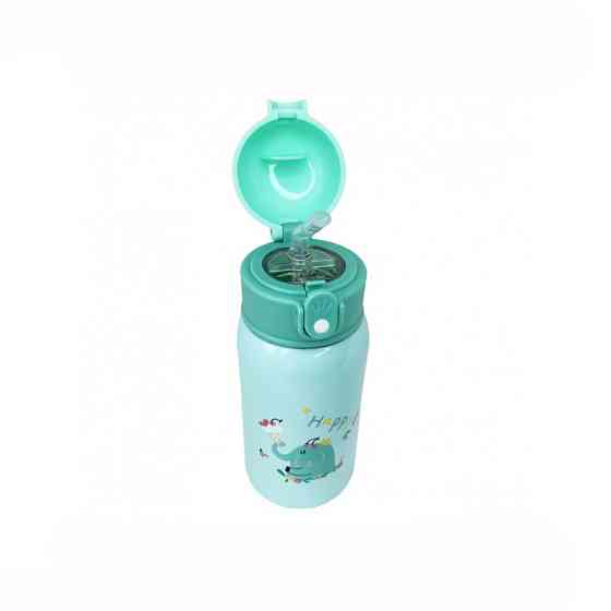 Термос-поїльник з силіконовою трубочкою MGZ-0318(Turquoise) чашкою, в чохлі з ремінцем, 550 мл Вінниця