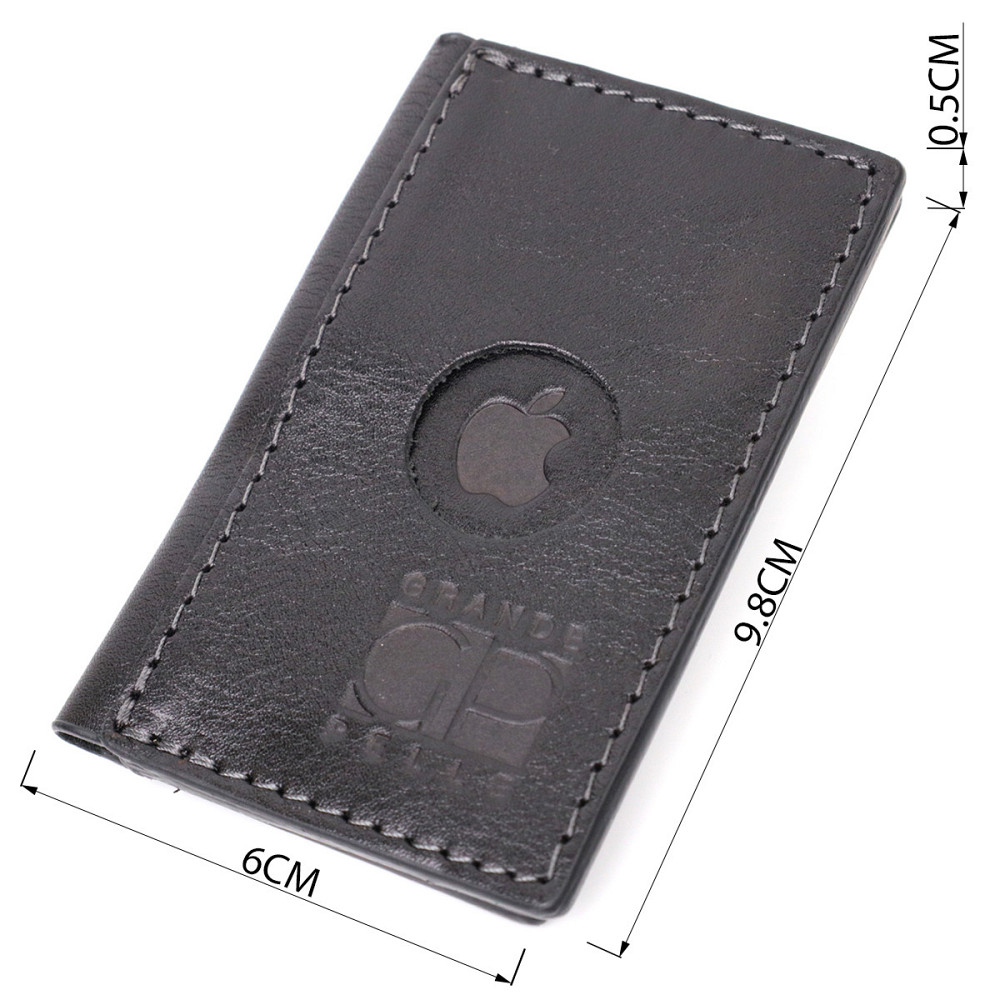 Картхолдер унисекс с держателем для Apple AirTag из натуральной кожи Черный (GRANDE PELLE) Киев - изображение 7