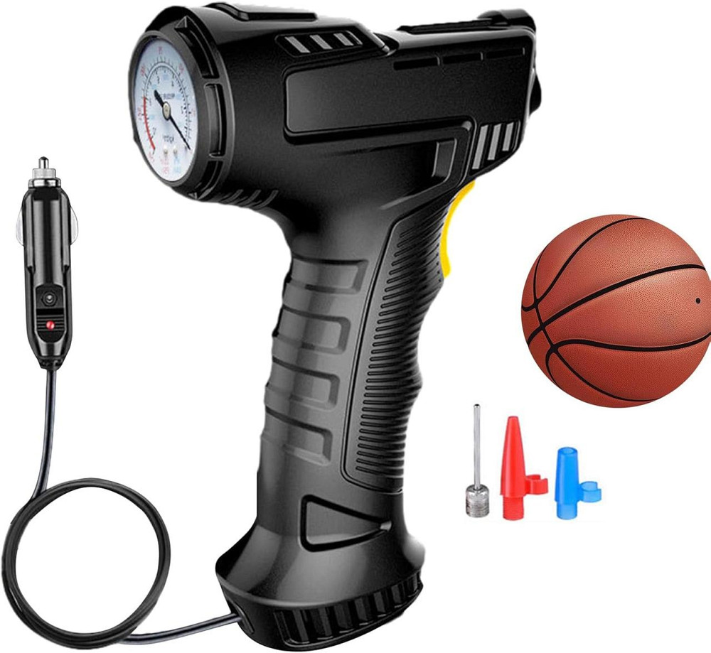 Портативний провідний компресор для шин 120 Вт, швидкий 12V насос, з манометром і LED-ліхтарем Київ - фото 2