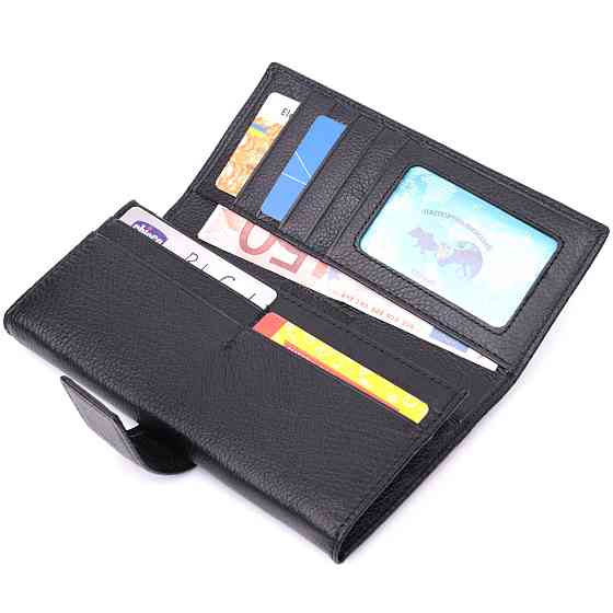 Надійний жіночий гаманець з натуральної шкіри ST Leather 22548 Чорний Київ