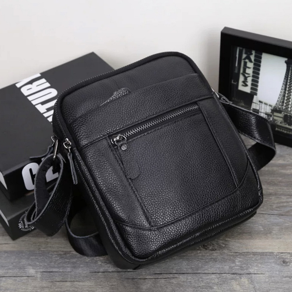 Чоловіча шкіряна сумка з натуральної шкіри Чорний месенджерTiding Bag LA3314-1BL Київ - фото 3