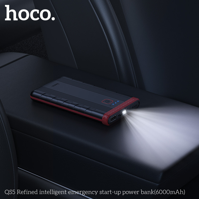 Автомобільний пуско-зарядний пристрій HOCO QS5 Refined intelligent emergency start-up power bank (6000mAh) Black Київ - фото 7