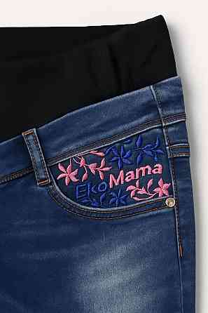 Джинси для вагітних slim fit з бандажним поясом для майбутніх мам стрейчеві завужені S (44) EkoMama синій Кривий Ріг