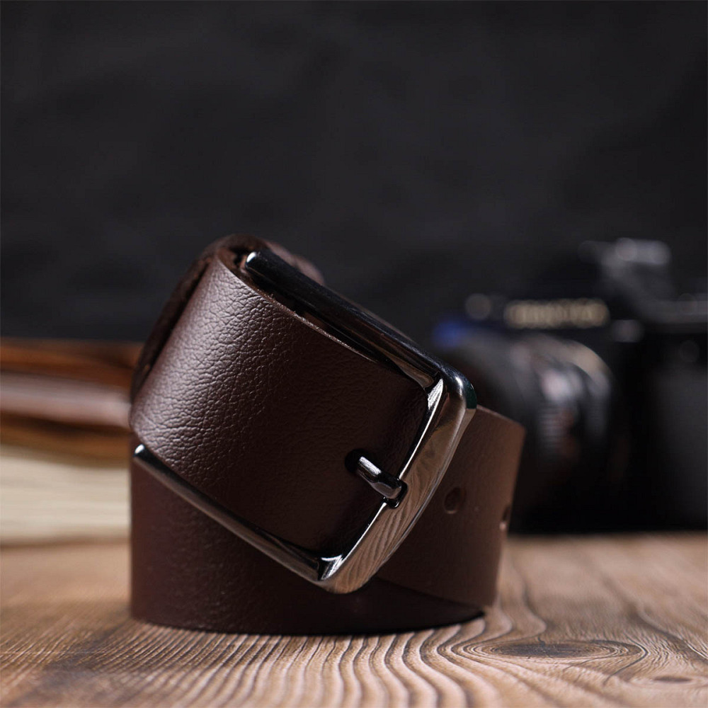 Универсальный мужской ремень с механической пряжкой из натуральной кожи BOND 22071 Коричневый Киев - изображение 1
