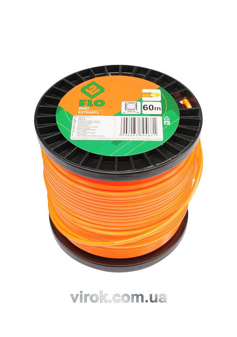 Жилка для тримера квадрат із серцевиною на котушці FLO 3 мм х 60 м [10] Одеса - фото 1