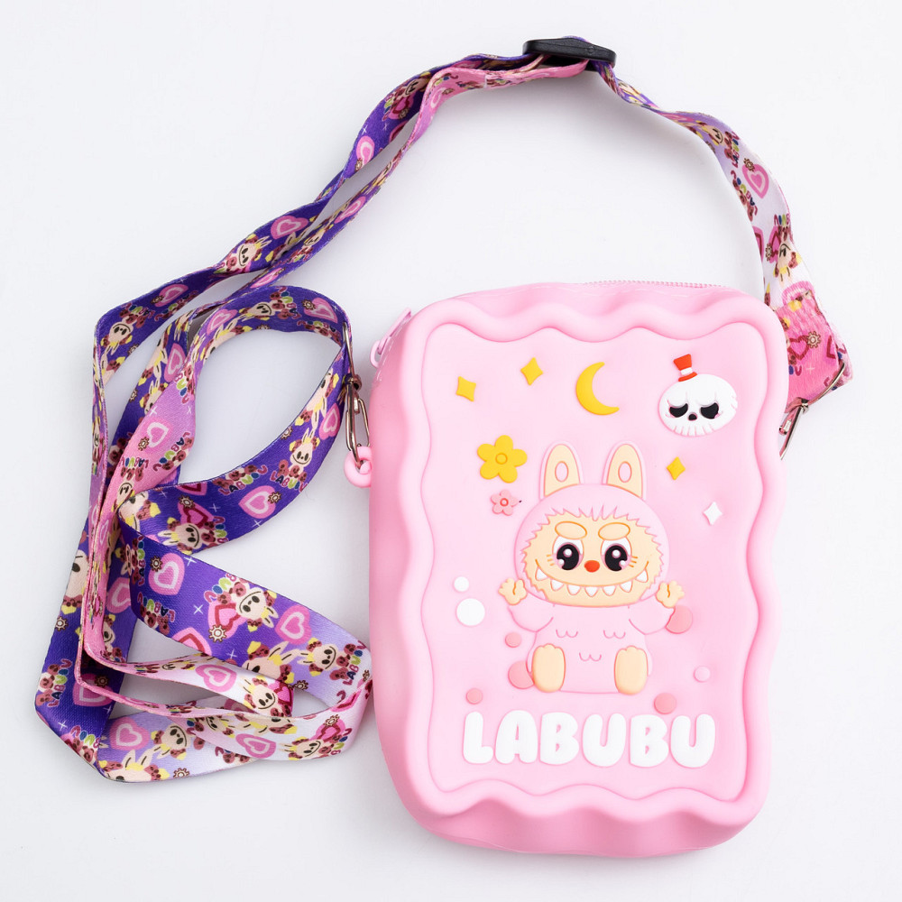Силиконовая детская сумка через плечо Лабубу, розовая Киев - изображение 1