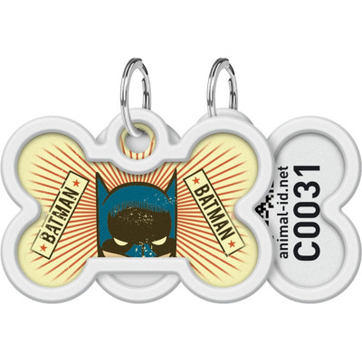 Адресник для животных WAUDOG Smart ID с QR паспортом "Бэтмен винтаж", кость 40х28 мм (0640-1008) Винница - изображение 1