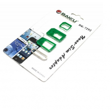 Переходник для SIM карт BAKKU BK-7292 3 в 1, micro-nano, micro-sim, nano-sim, Green, Plastic Полтава