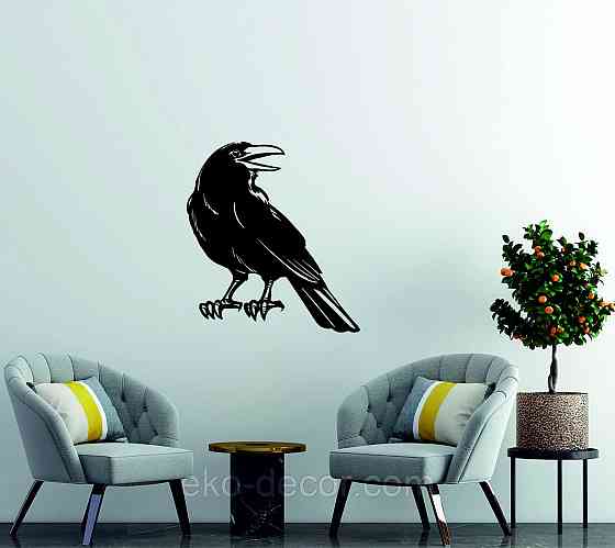 Декоративное настенное Панно «Ворон» Декор на стену 90*81 см, Черный Киев