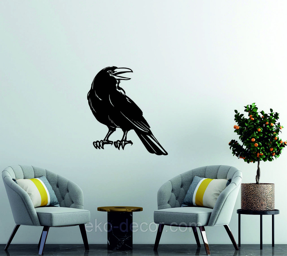 Декоративное настенное Панно «Ворон» Декор на стену 90*81 см, Черный Киев - изображение 1