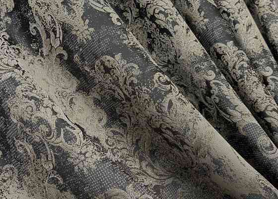 Комплект готових штор VR-Textil Льон Преміум № 1694ш Чорний з бежевим 100х290 см 2 шт (31-915) Київ