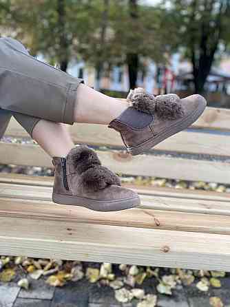 Ботинки LX17-219 хакі эко-замша зима высота 11см подошва 2см (1143) Коломия