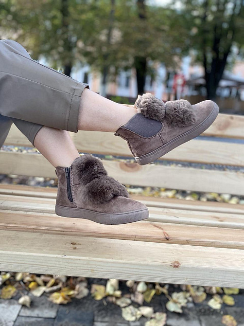 Ботинки LX17-219 хакі эко-замша зима высота 11см подошва 2см (1143) Коломия - фото 6