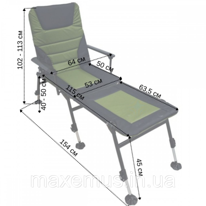Раскладное карповое кресло с подставкой для ног Bonro B-24 Черно-зеленое (туристическое для рыбалки) Мостиська - фото 6