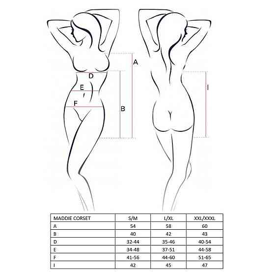 Корсет-сорочка с пажами Passion MADDIE CORSET L/XL, black, трусики Sex Aura Киев