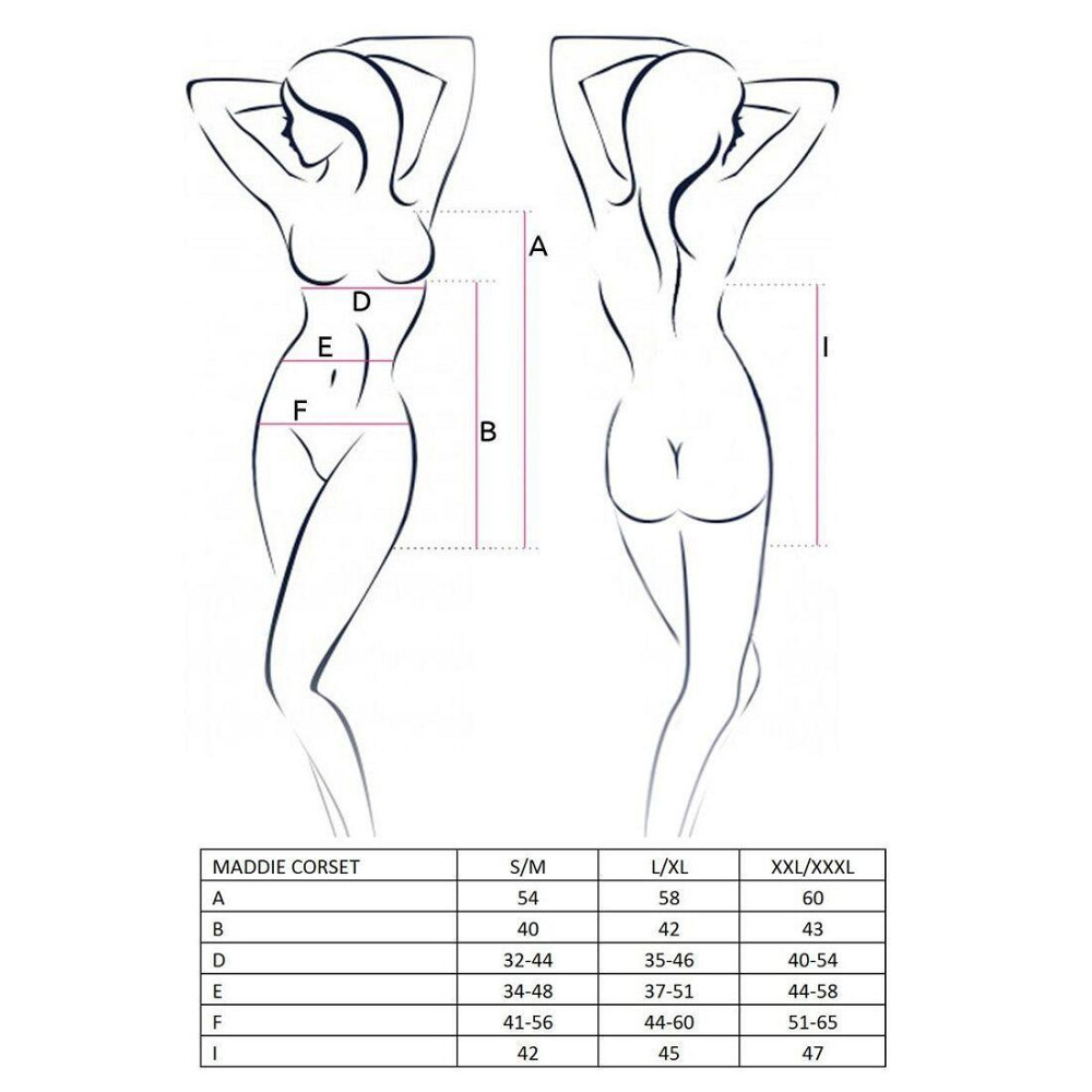 Корсет-сорочка с пажами Passion MADDIE CORSET L/XL, black, трусики Sex Aura Киев - изображение 3