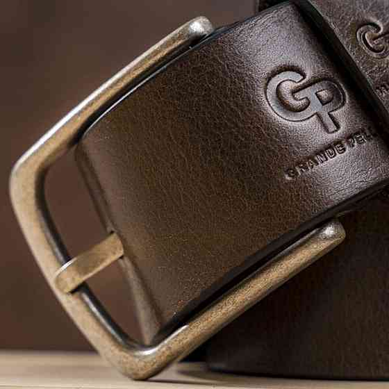 Ремень мужской с круглой пряжкой Grande Pelle 11271 Капучино Киев