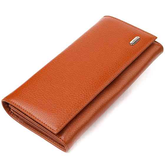 Вместительное женское портмоне с монетницей из натуральной кожи CANPELLINI 21524 Светло-коричневое Киев