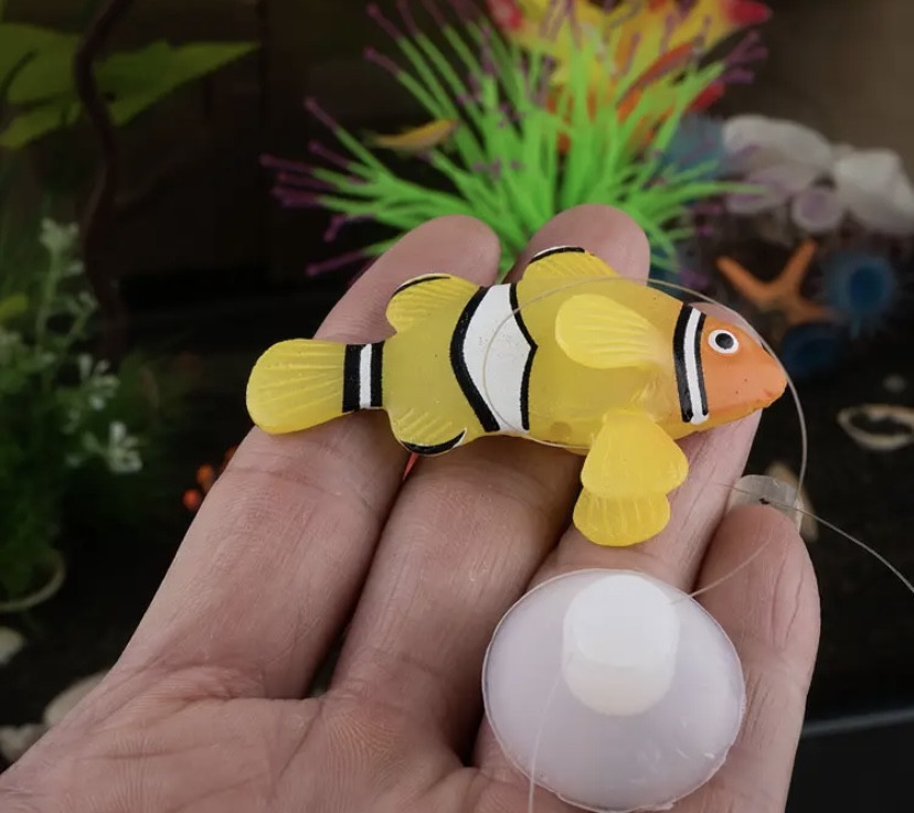 Штучна рибка Клоун Червона Голова силіконова та люмінесцентна 4 на 6 см жовтий Київ - фото 2
