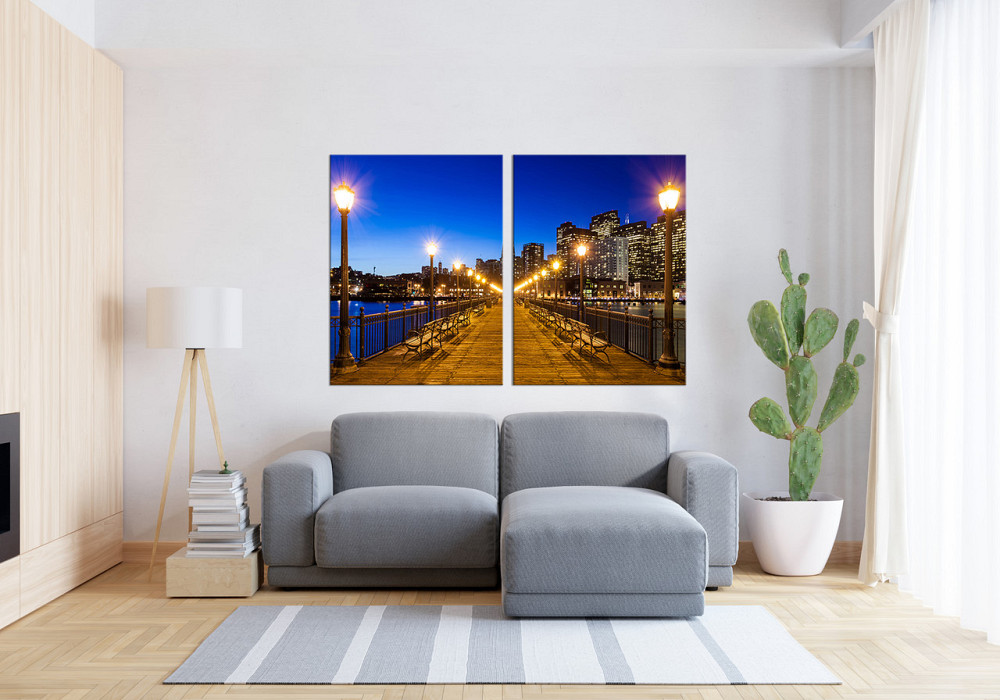 Модульная картина в гостиную / спальню Вечірне місто TLV-2_022 70x102 см Киев - изображение 3