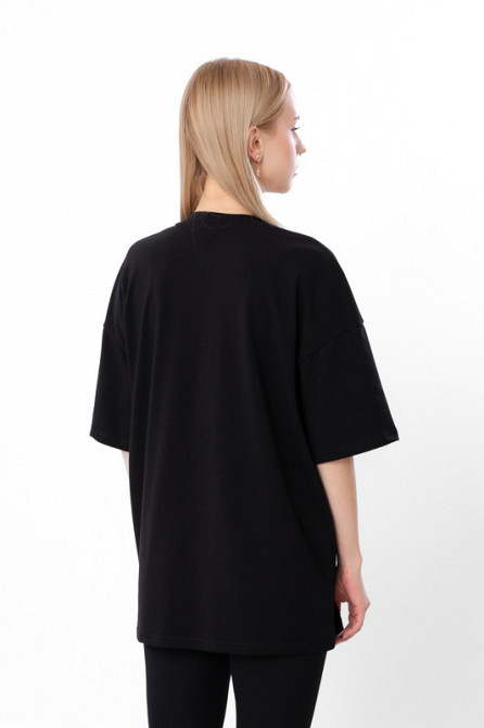 Футболка жіноча чорна (оверсайз) з принтом сфінкс топ Київ - фото 5