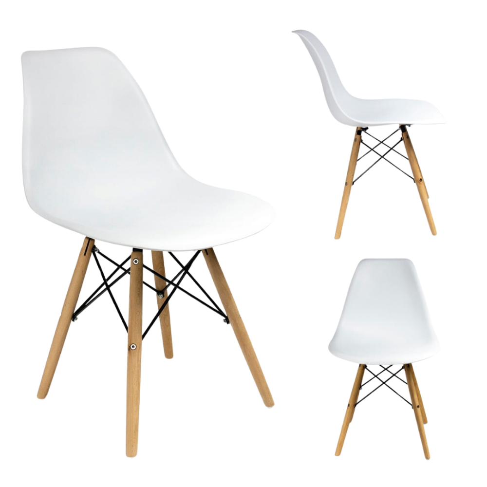 Стілець Eva Jumi у скандинавському стилі з дерев'яними ніжками білий Київ - фото 1