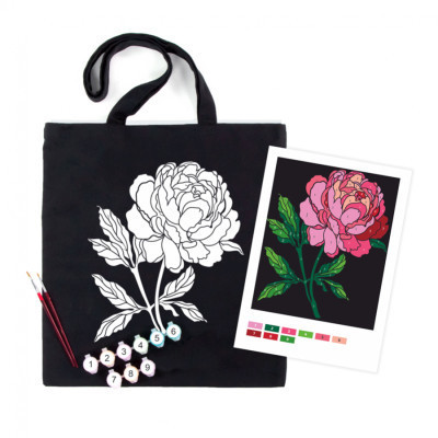 Набір для творчості Rosa екосумка-розмальовка, чорна, Ніжна півонія 38х42см (4823098539742) Вінниця - фото 1