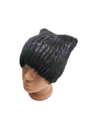 Шапка хутряна жіноча кішка Зоі Чорний Харків