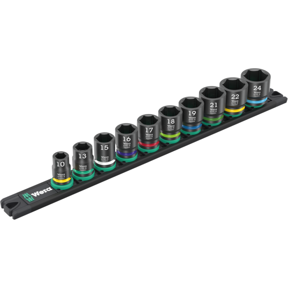 Набір ударних торцевих головок 3/8" (10-24мм) на магнітному тримачі 10од. Wera 9607 B Impaktor 1 Одеса