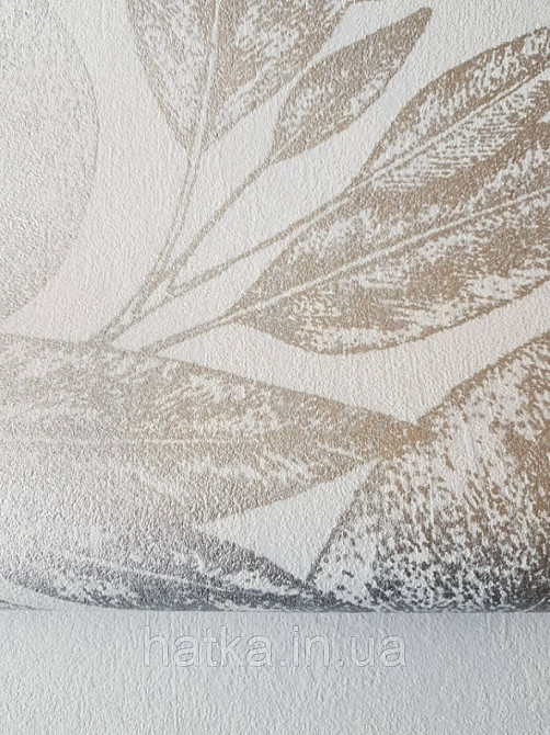 Вінілові шпалери на флізелін AS creation Attractive листя сріблястий металік на білому тлі Київ - фото 2