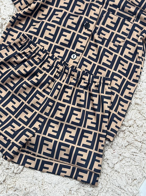 Детская пижамка из сатина шорты с рубашкой Коричневый р 146-152 Харьков - изображение 3