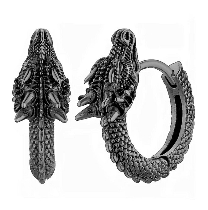 Сережки-кільця з головою дракона, пара Київ - фото 2