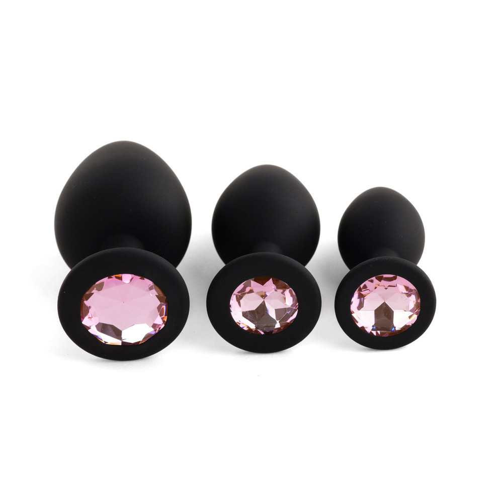 Силіконовий набір плагів Jewellery Silicone PLUG SET Black, чорний Sex Aura Київ - фото 9